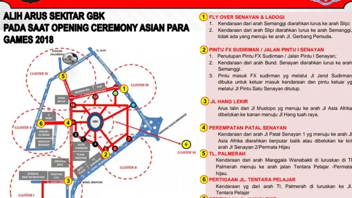 Begini Pengalihan Arus Lalin Sekitar GBK saat Acara Pembukaan Asian Para Games 2018