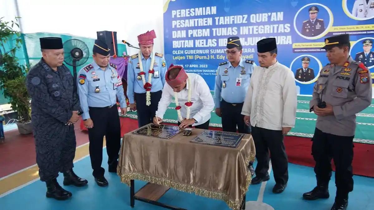 Kakanwil Kemenkumham Sumut Dampingi Gubsu Resmikan Rumah Tahfiz Quran dan PKBM di Rutan Tanjung Pura
