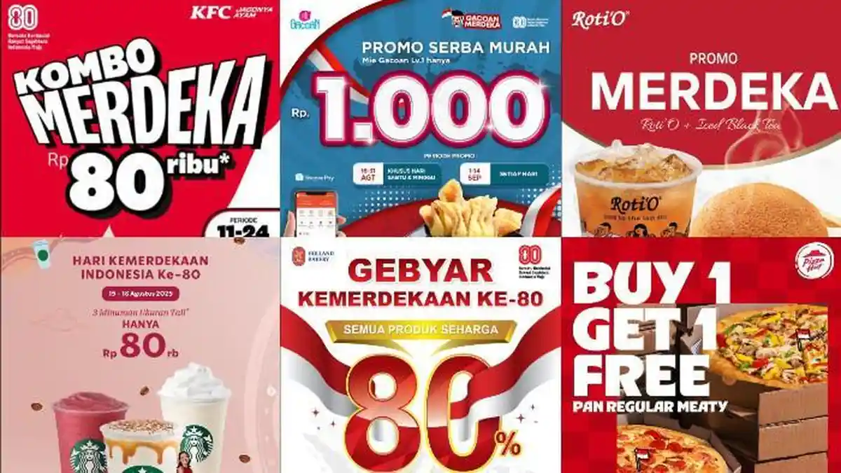 Daftar Lengkap 15 Promo Makanan dan Minuman Edisi 17 Agustus ke-80 Tahun, Beli 1 Gratis 1