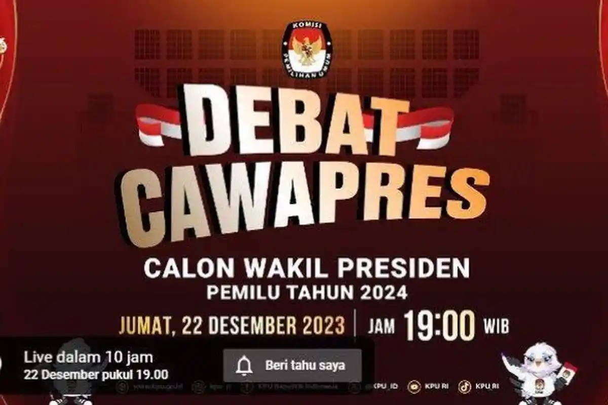 Hasil Debat Cawapres 2024 Hari Ini 22 Desember 2023 Via Live Streaming, Panelis, Lokasi/Jam Berapa