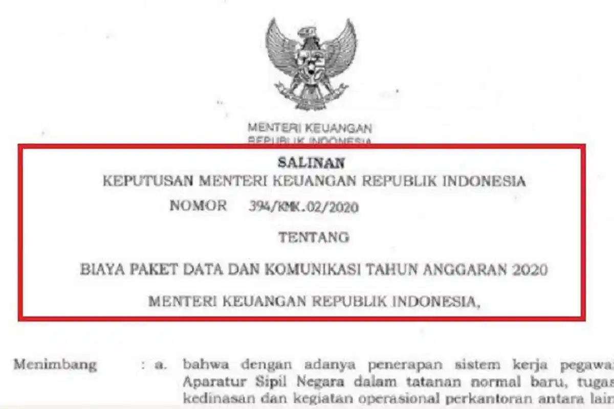 Ini Bunyi SK Menteri Sri Mulyani tentang Pulsa Gratis dari Pemerintah Untuk Mahasiswa & ASN/PNS