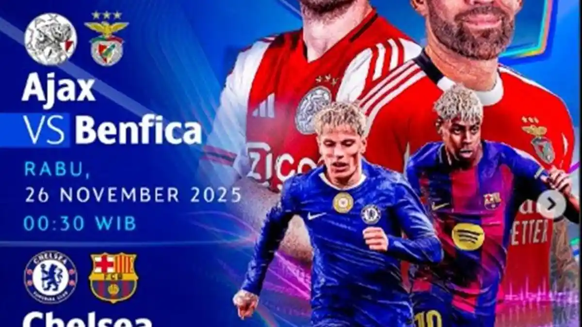 LIVE SCTV Gratis! LINK TV Online Streaming Ajax vs Benfica Liga Champions Malam Ini Jam 00.45 WIB
