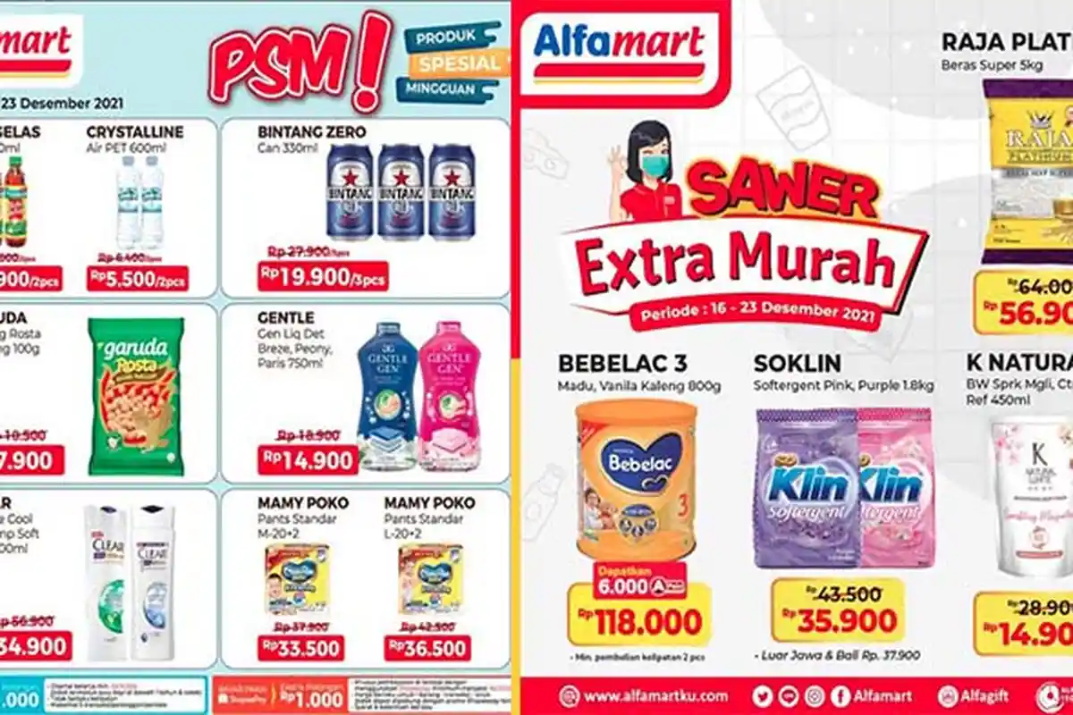 PROMO ALFAMART Hari Ini 18 Desember 2021, PSM Sawer Extra Murah Beras Susu Deterjen Popok Bayi Hemat
