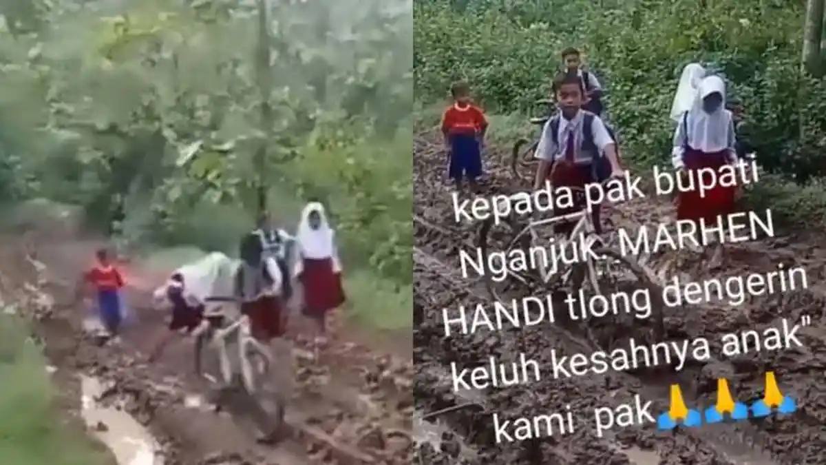Tiap Hari Siswa SD Kesusahan Lewati Jalan Berlumpur Demi Sekolah, Sentil Presiden: Enggak Kasihan?