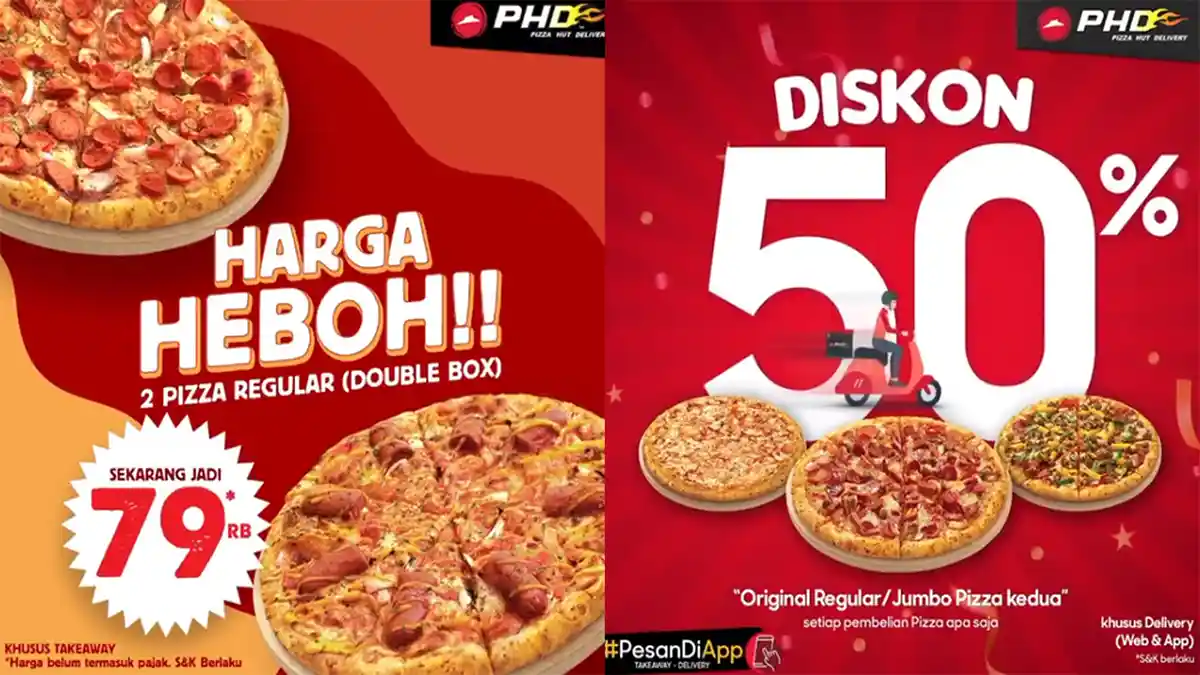 PROMO PHD Pizza Hut Delivery 16 September, Pizza Heboh Double Box Cuma 79 Ribuan hingga Diskon 50%
