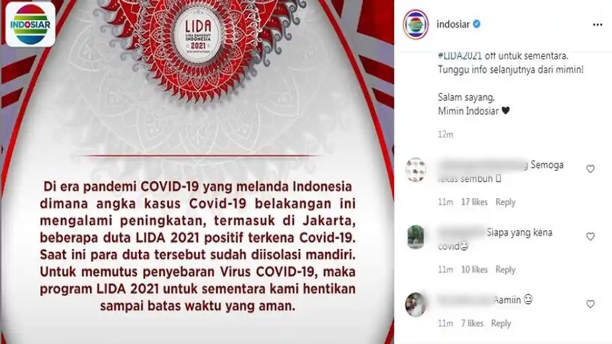 Beberapa Duta Positif Covid-19, Tayangan Program LIDA 2021 Indosiar Dihentikan Sementara