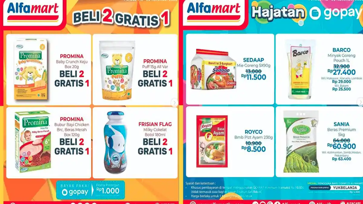 PROMO ALFAMART Hari Ini 18 November 2020, Diskon Beras Minuman hingga Snack Ada Beli 2 Gratis 1