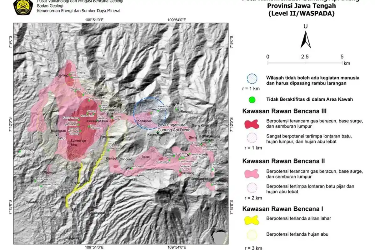 CEK! Gunung Api Dieng Naik Level Waspada, Jauhi Kawah Sileri Jarak 1 Kilometer dari Bibir Kawah