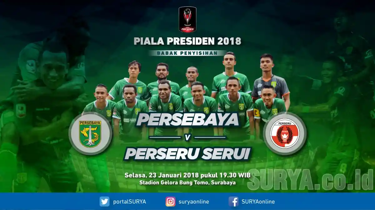 Babak Pertama Persebaya vs Perseru 23 Januari 2018 Masih Berlangsung, Skor Sementara 0-0