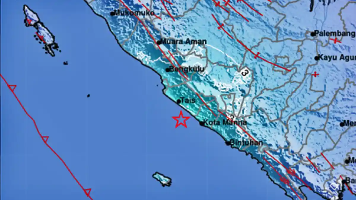 Daftar 13 Daerah Yang Ikut Merasakan Guncangan Gempa Bumi 5.3 SR Tadi di Bengkulu