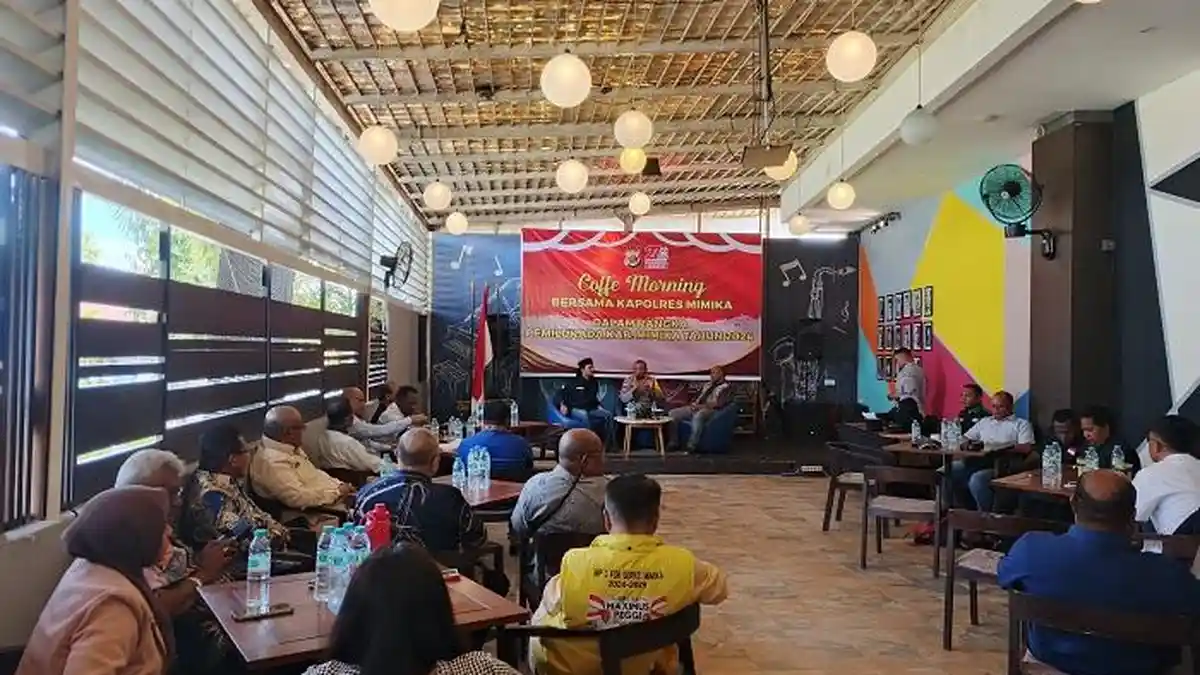Polres Mimika Coffee Morning Bersama Tiga Bapaslon Bupati Mimika, Ini yang Dibahas