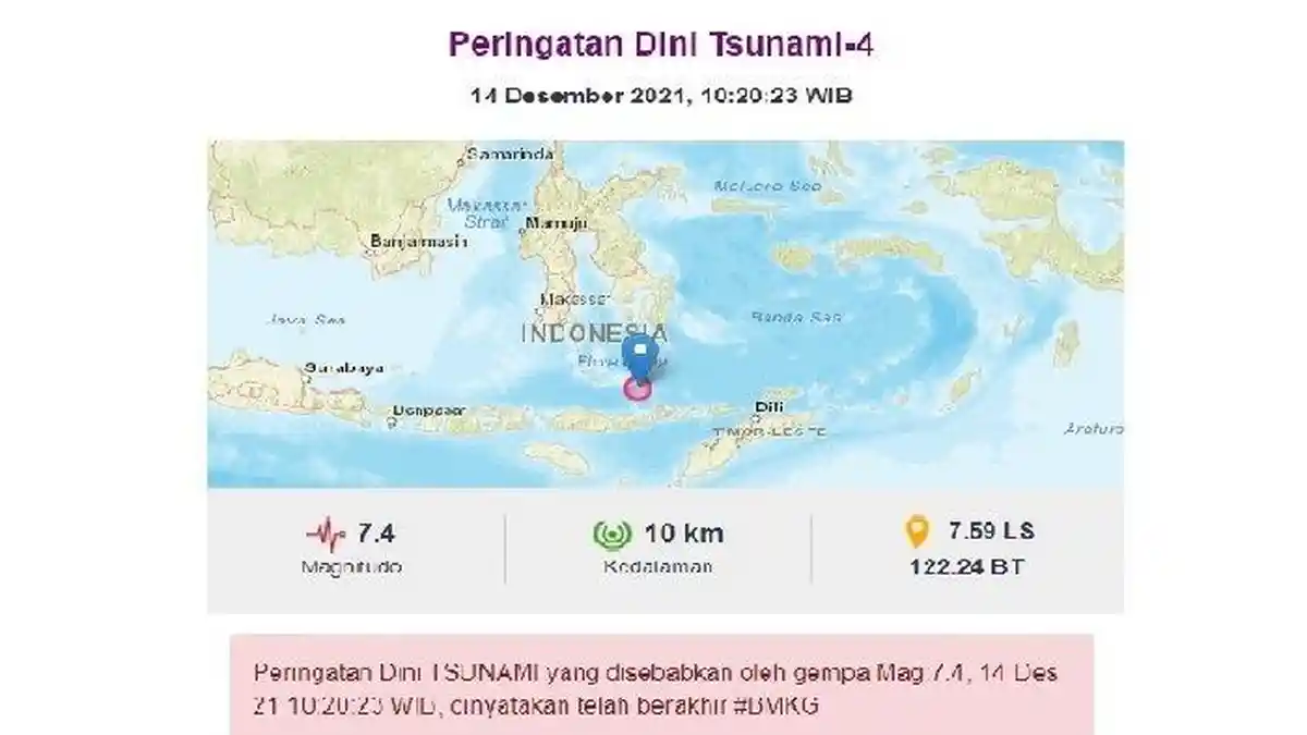 Gempa Bumi Hari ini, Tsunami Setinggi 7 Centimeter Sempat Terdeteksi di Dua Desa NTT
