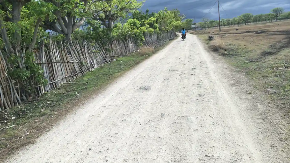 Jalan Menuju Perkampungan Laipori, Sumba Timur Masih Beralaskan Tanah Putih