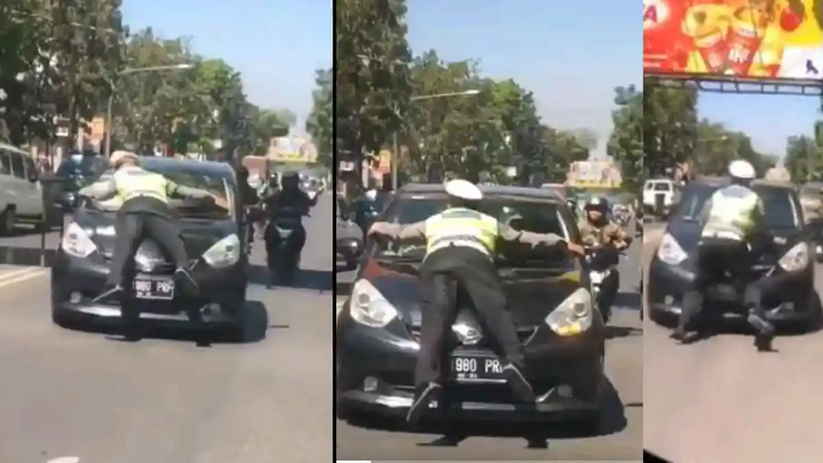 Brigadir Natan Doris Polisi Bandung yang Menempel di Kap Mobil, Pengendara Cuma Kena Tilang