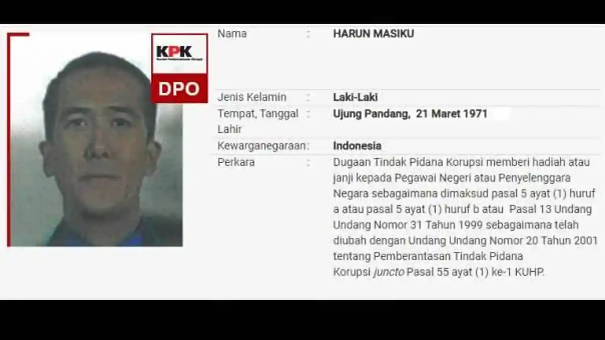 Buronan KPK Harun Masiku Kabarnya Mulai Terdeteksi di Negara Tetangga