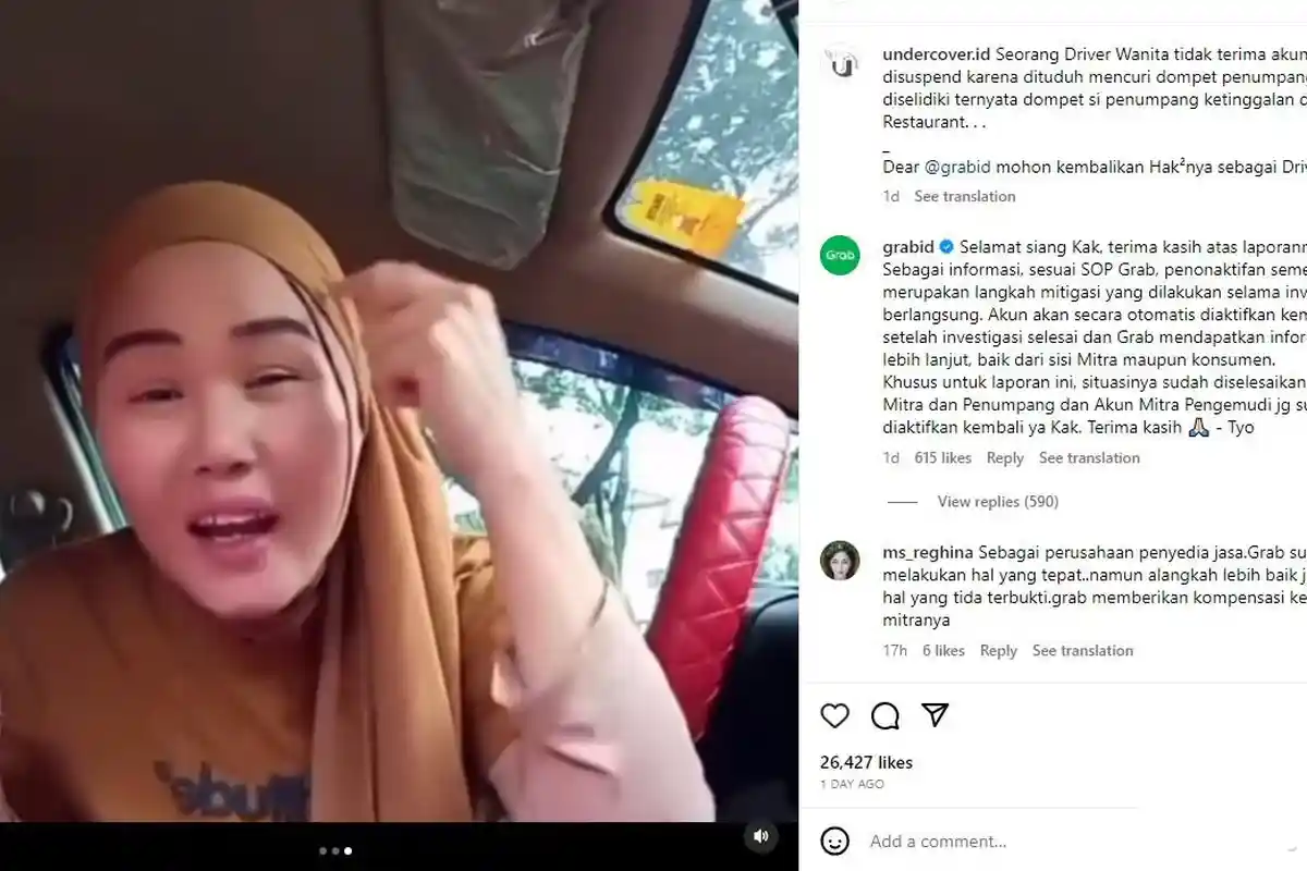 Viral, Driver Wanita Dituduh Mencuri Dompet Penumpang Hingga Akun Disuspend, Ini Kata Pihak Grab