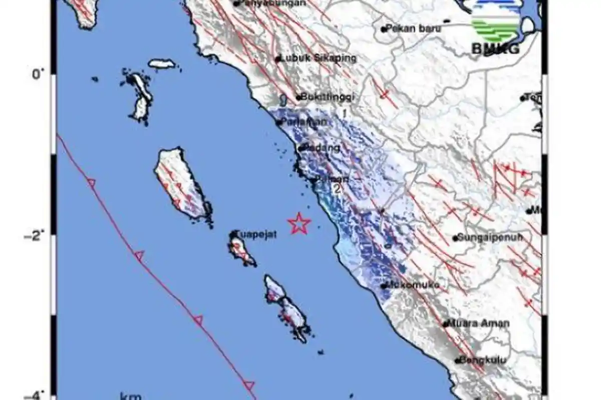 Baru Saja! Info BMKG Gempa Padang Hari Ini, Pusat Gempa Terkini 2 Menit yang Lalu Sumatera Barat