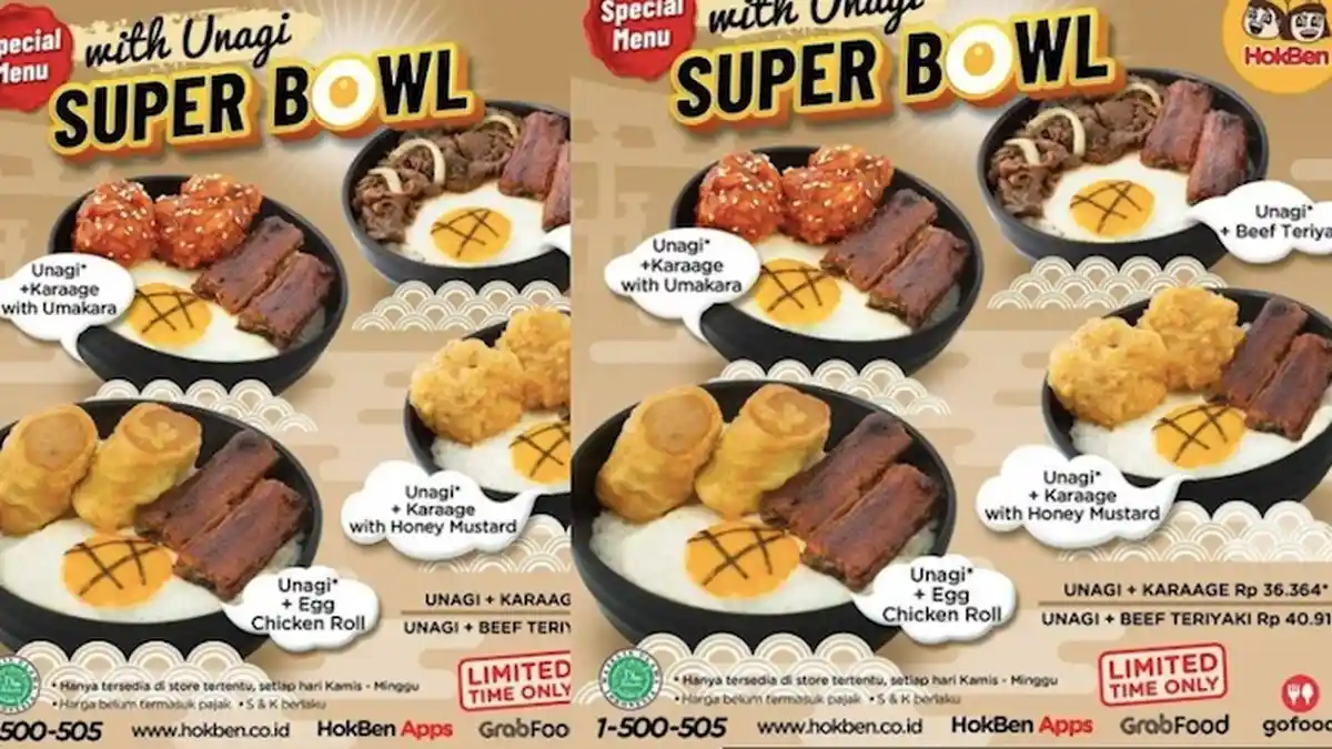 PROMO Hokben Hari Ini Ada Paket Unagi Super Bowl dengan Harga Mulai Rp 36 Ribuan