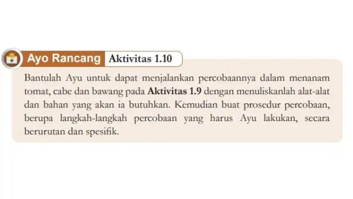 Kunci Jawaban IPA Kelas 7 Halaman 20 Kurikulum Merdeka, Aktivitas 1.10: Percobaan