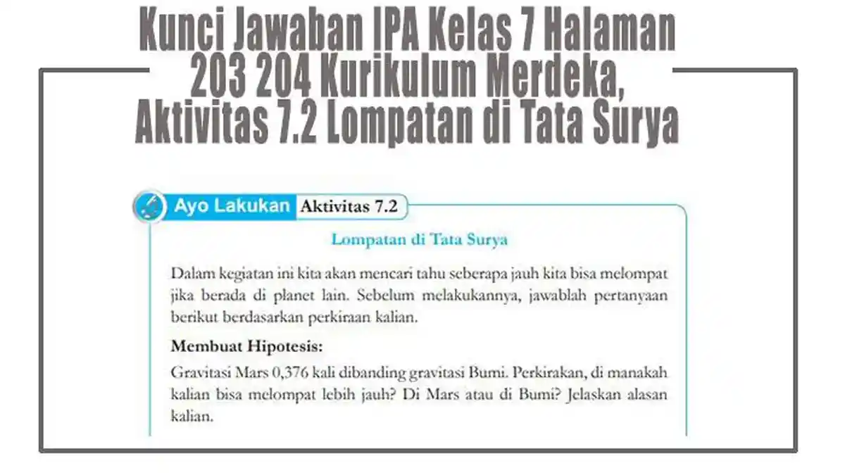 Kunci Jawaban Aktivitas 7.2 Lompatan di Tata Surya, IPA Kelas 7 Halaman ...