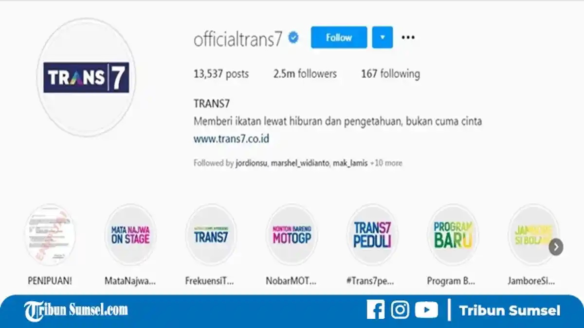 Usai Poster Paradise, Akun Instagram Trans7 Muncul dengan Biodata Nyeleneh, Sentil Ikatan Cinta?