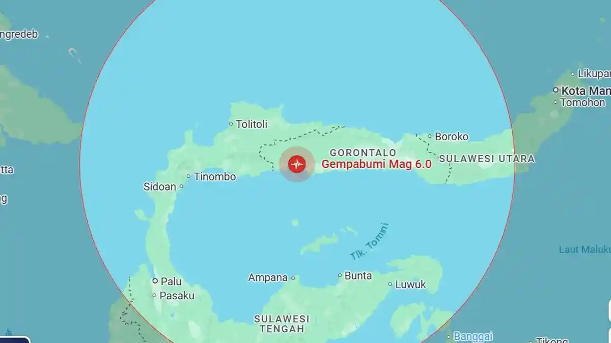 Gempa Bumi 6,0 Magnitudo di Wilayah Pohuwato Gorontalo Dirasakan hingga ke Sulawesi Tengah