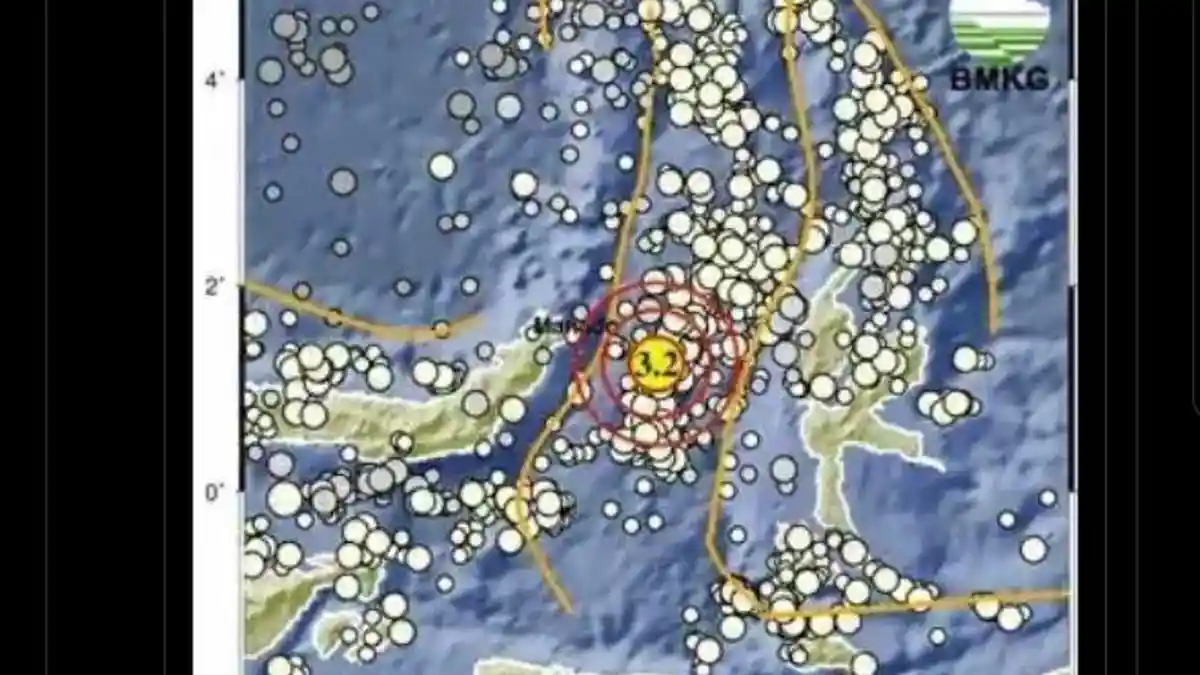 Kota Bitung Sulawesi Utara Diguncang Gempa Bumi Magnitudo 3,2, Minggu 22 Februari 2026