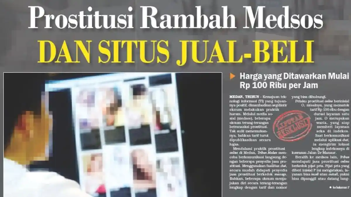 Prostitusi via Medsos dan Situs Jual-Beli di Medan, Tarif yang Ditawarkan Mulai Rp 100 Ribu per Jam