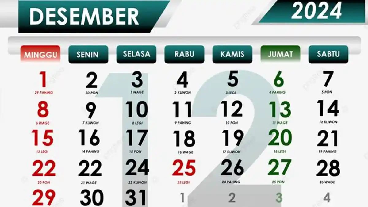 Kalender 2024 Bulan Desember Ada 7 Tanggal Merah, Termasuk Libur Hari Raya  dan Cuti Bersama Natal
