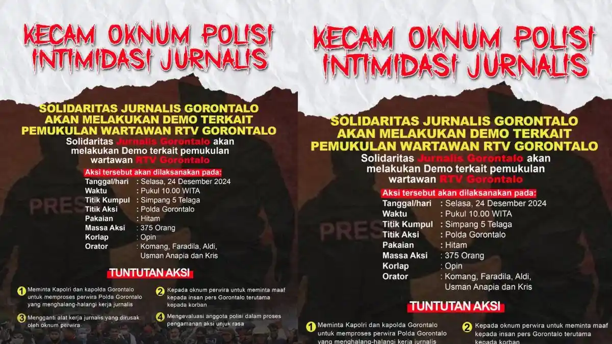375 Jurnalis Gorontalo Akan Gelar Aksi Protes di Polda, Kecam Intimidasi Oknum Polisi