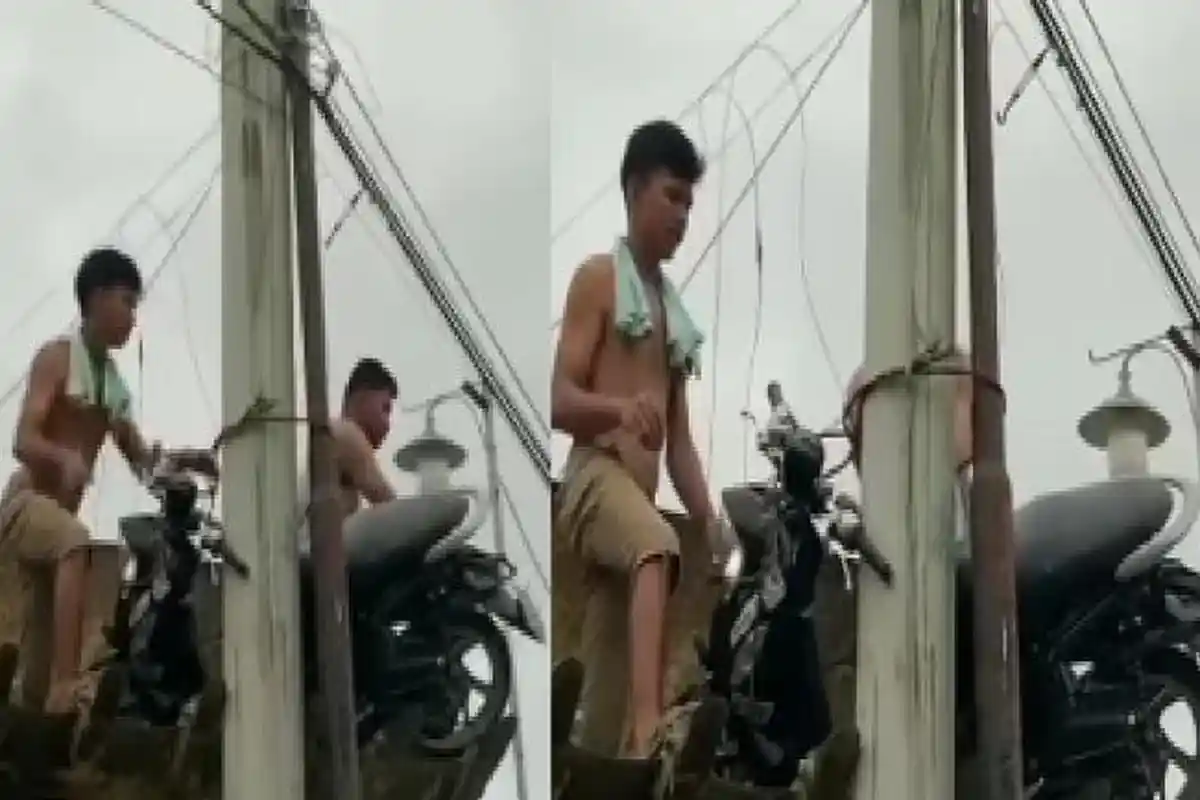 Video Viral Motor Digantung di Tiang Listrik di Lorong PDAM Rahandouna Kendari Sulawesi Tenggara