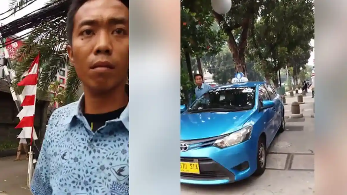 VIDEO: Reaksi Tak Terduga Sopir Taksi yang Parkir di Trotoar, Netter Malah Ribut Siapa yang Salah?