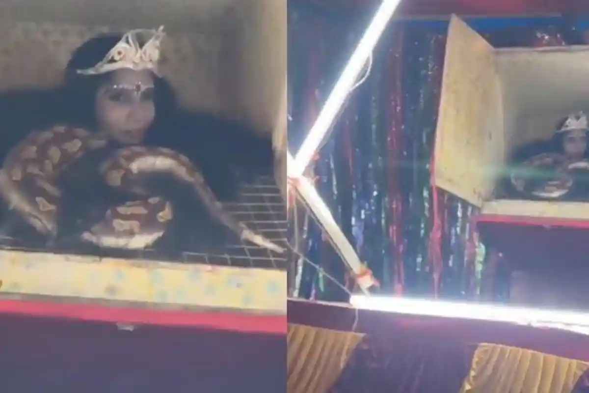 Viral Pria Rekam Momen Nonton Wanita Bertubuh Ular di Pasar Malam, Auto Ngakak!