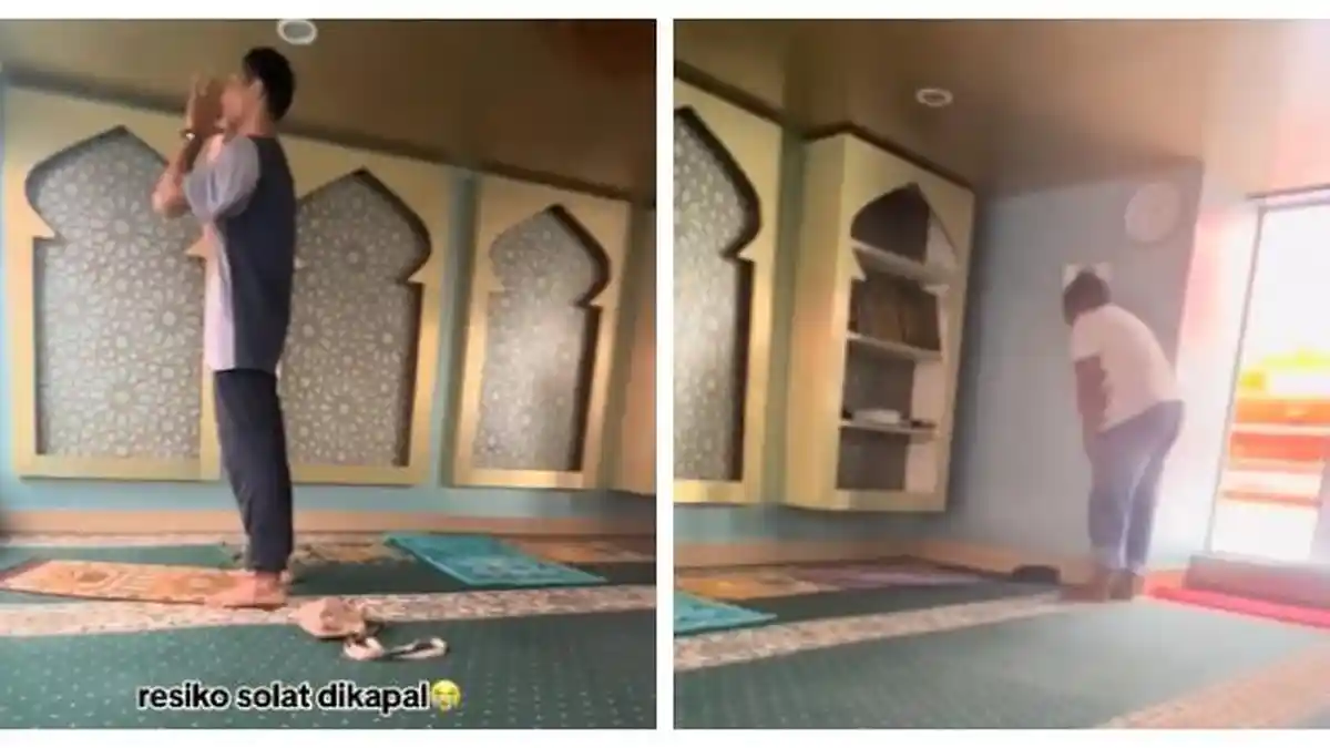 Momen 2 Pria Laksanakan Salat Tapi Arah Kiblatnya Berbeda, Terungkap Alasannya