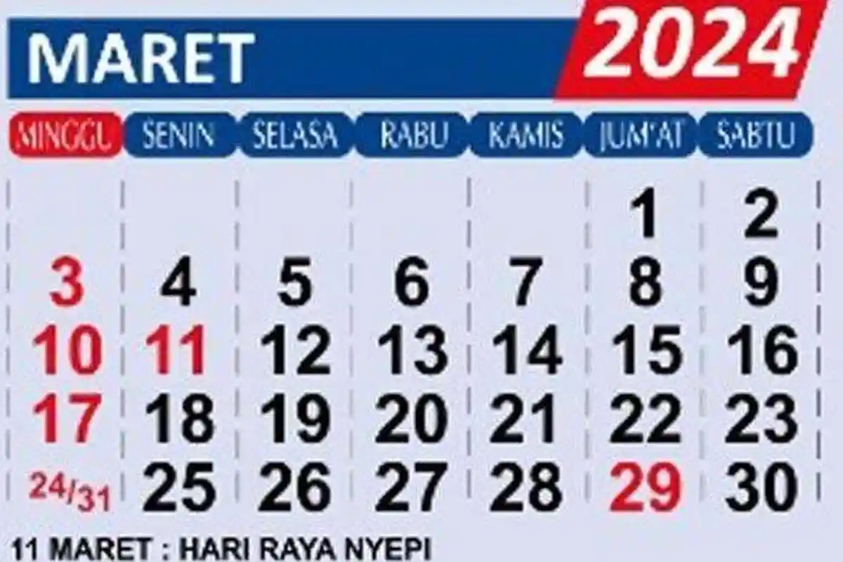 Daftar Hari Libur Nasional Bulan Maret 2024, dari Nyepi hingga Libur Sekolah Sambut Ramadhan