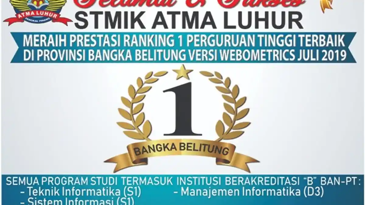 STMIK Atma Luhur Perguruan Tinggi Terbaik Pertama di Babel Versi Webometrics 2019