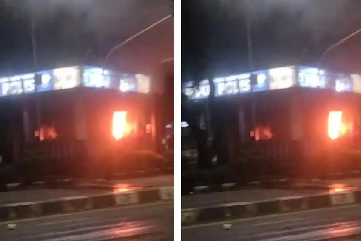 Pos Polantas Alauddin Makassar Terbakar Pasca Penyerangan OTK Jumat Dini Hari