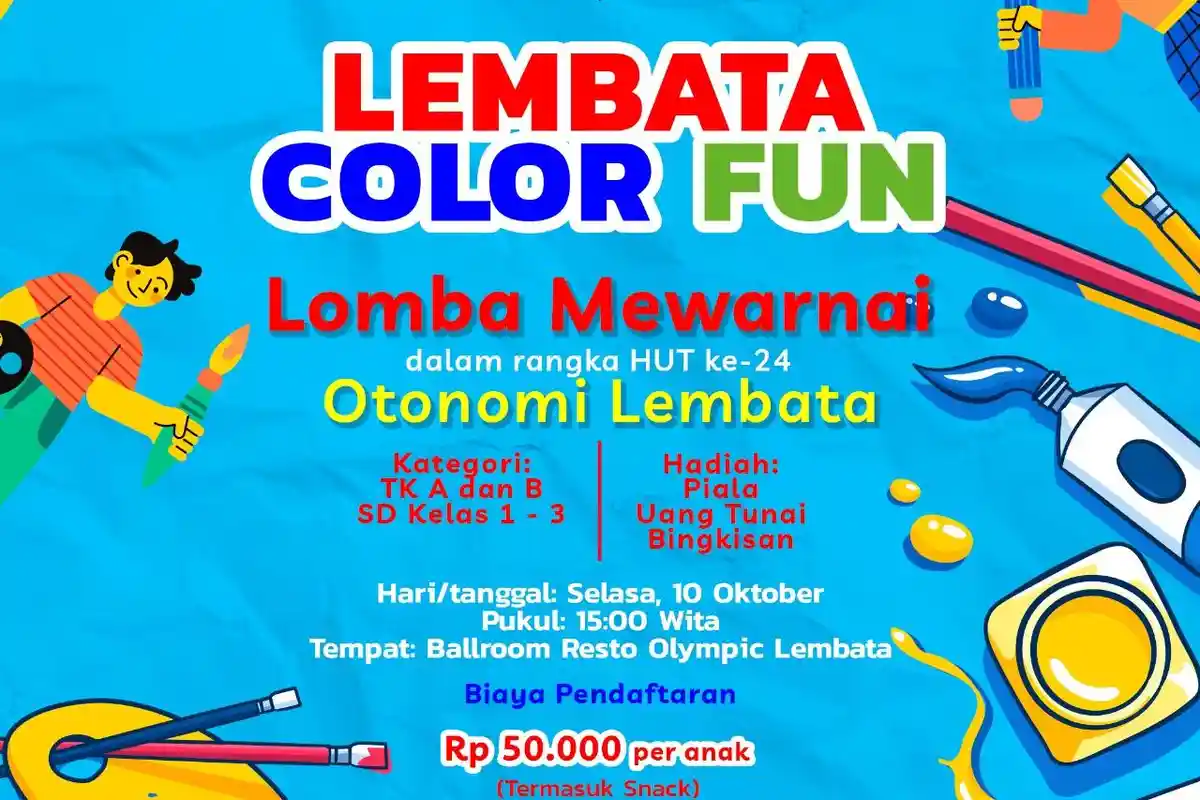 HUT ke-24 Otonomi Daerah, Tribun Flores Gelar Lomba Mewarnai Tingkat SD dan TK/PAUD di Lembata