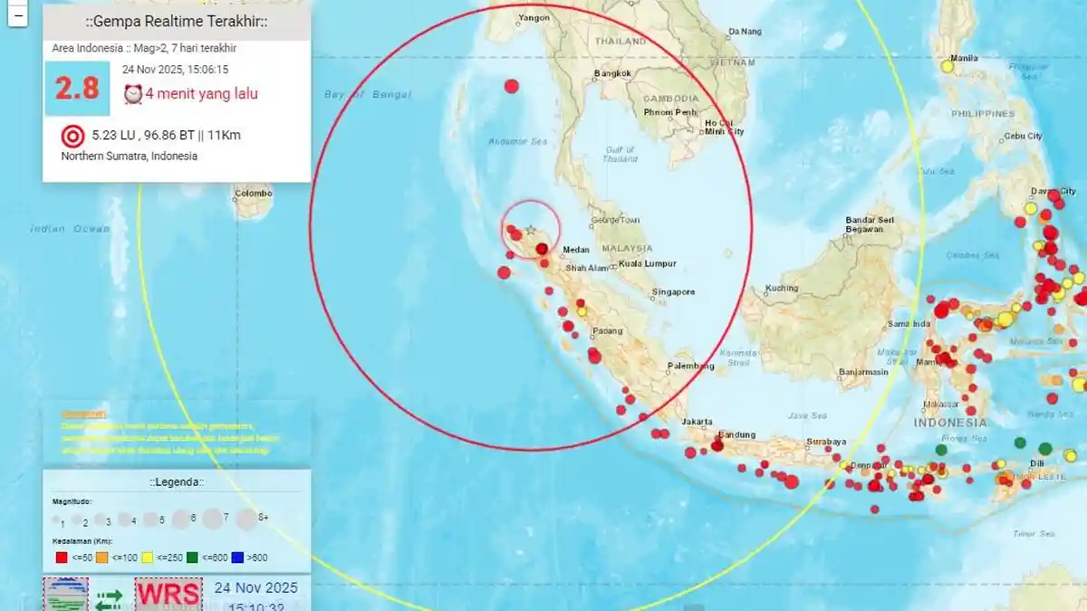 Terkini! Gempa Bumi Baru Saja Terjadi Senin Sore 24 Nov 2025, Cek Info BMKG