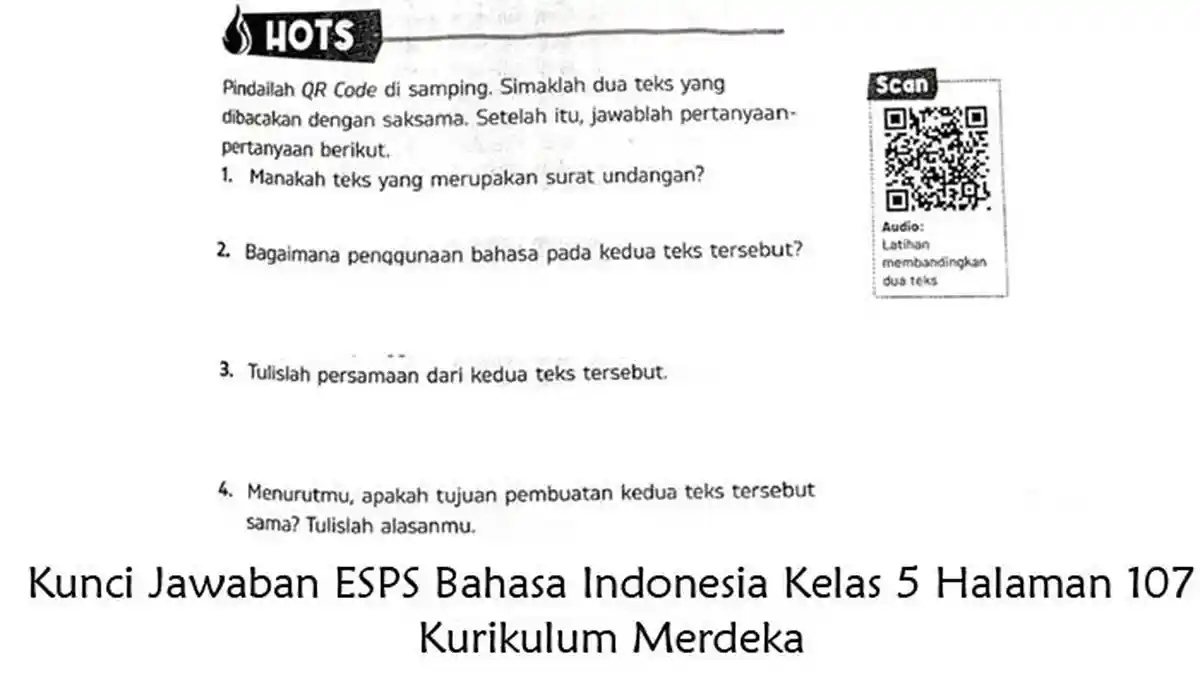 Kunci Jawaban ESPS Bahasa Indonesia Kelas 5 Halaman 107 Bab 6 Kurikulum ...