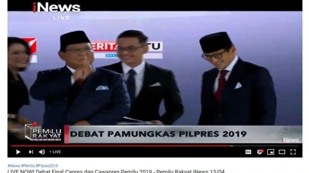 Naik Panggung Debat, Prabowo Subianto Beri Isyarat Minta Pendukungnya Diam