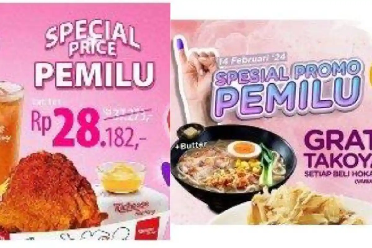 Jangan Golput! Daftar Promo Pemilu 2024, Ada Richeese Factory, HokBen, McD, Diskon hingga 50 Persen