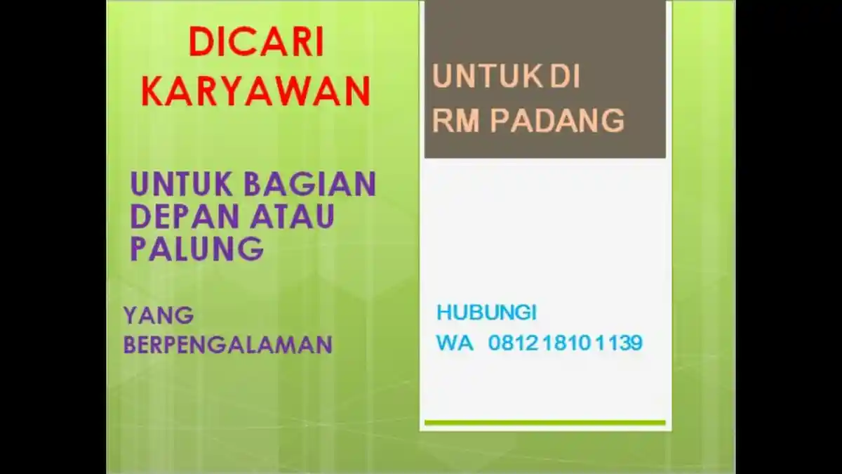 Lowongan Kerja untuk Karyawan Berpengalaman, Selasa, 15 Juni 2021