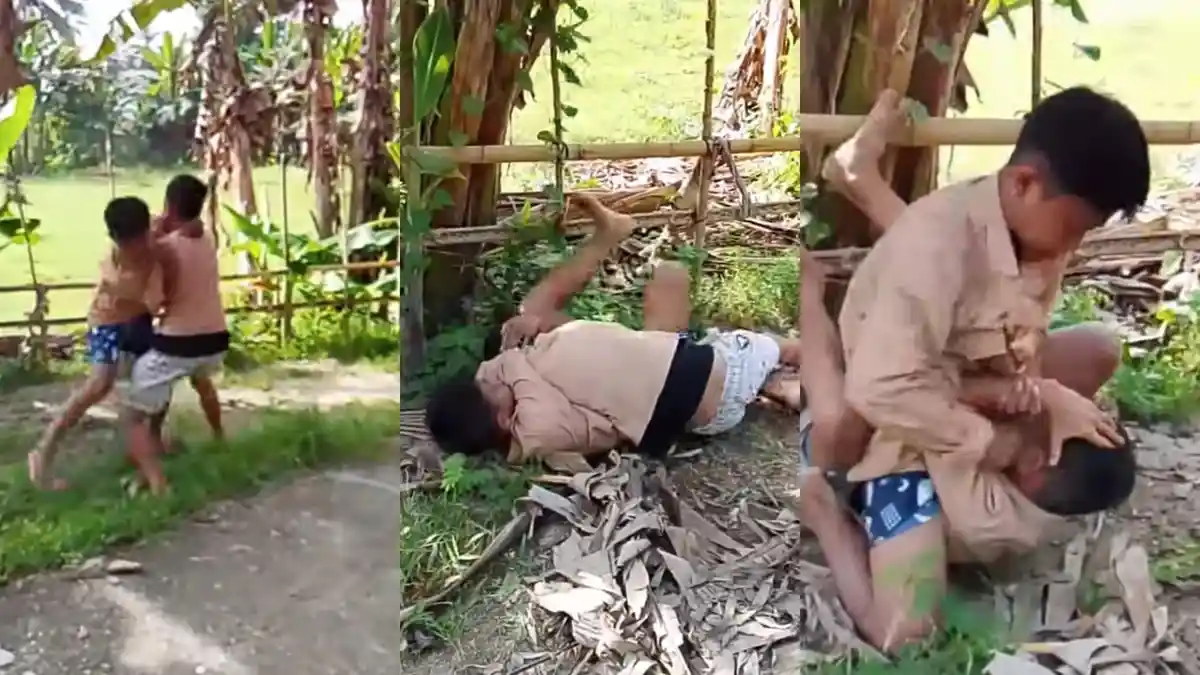 Viral Lagi! Dua Siswa Gorontalo Adu Jotos Layaknya Petarung MMA