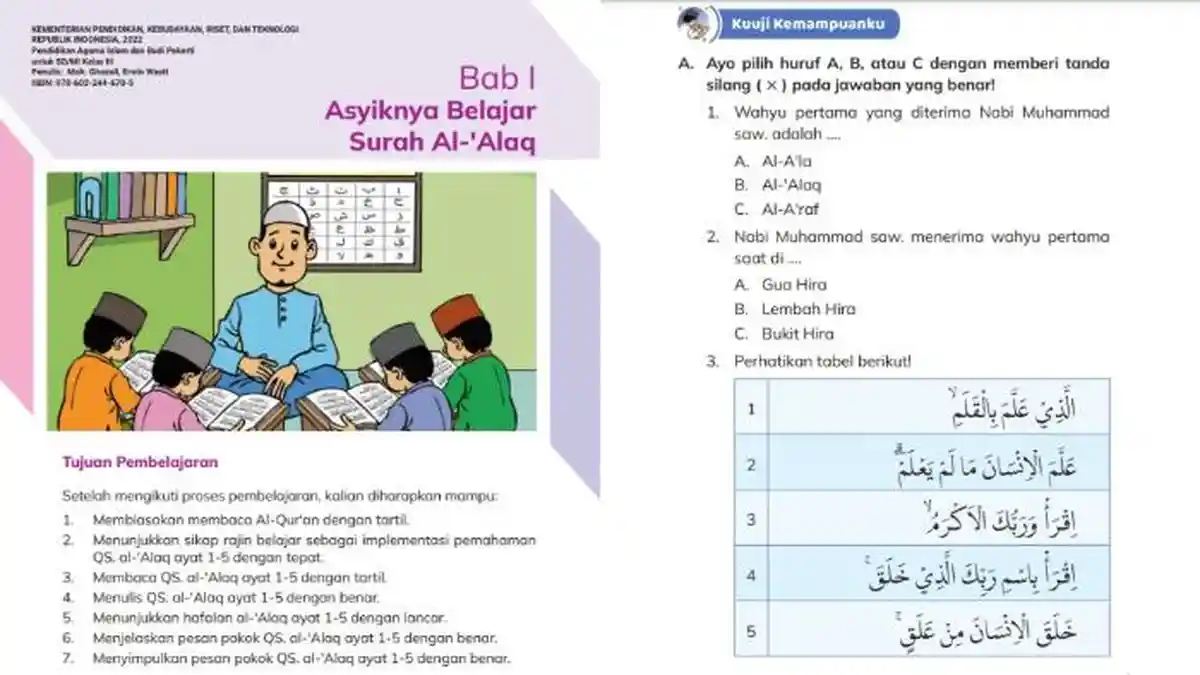 Kunci Jawaban Pendidikan Agama Islam Kelas 3 Halaman 22-24 Kurikulum Merdeka Bab 1: Uji Kemampuanku