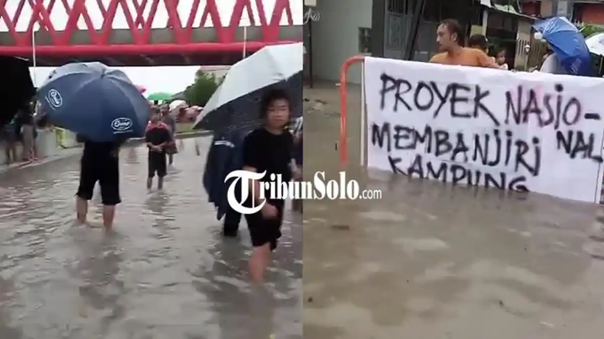 Potret Spanduk Protes Warga, Kritik Banjir di Kawasan Proyek Underpass Joglo Solo