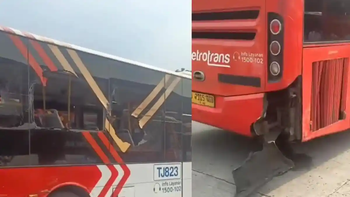 2 Bus TransJakarta Tabrakan di Terminal Kampung Rambutan Jakarta Timur, Diduga Hilang Kendali