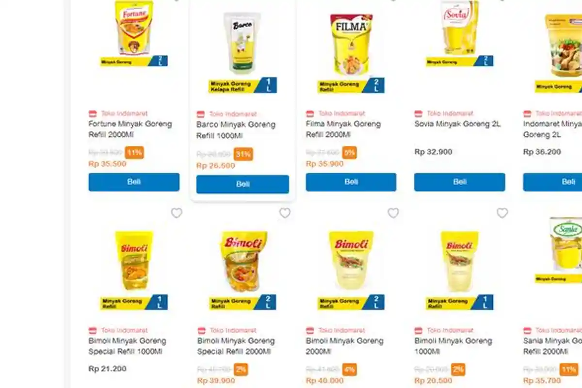 Harga Minyak Goreng di Indomaret dan Superindo Hari Ini Selasa 14 Maret 2023: Sania Hingga Sovia 2L