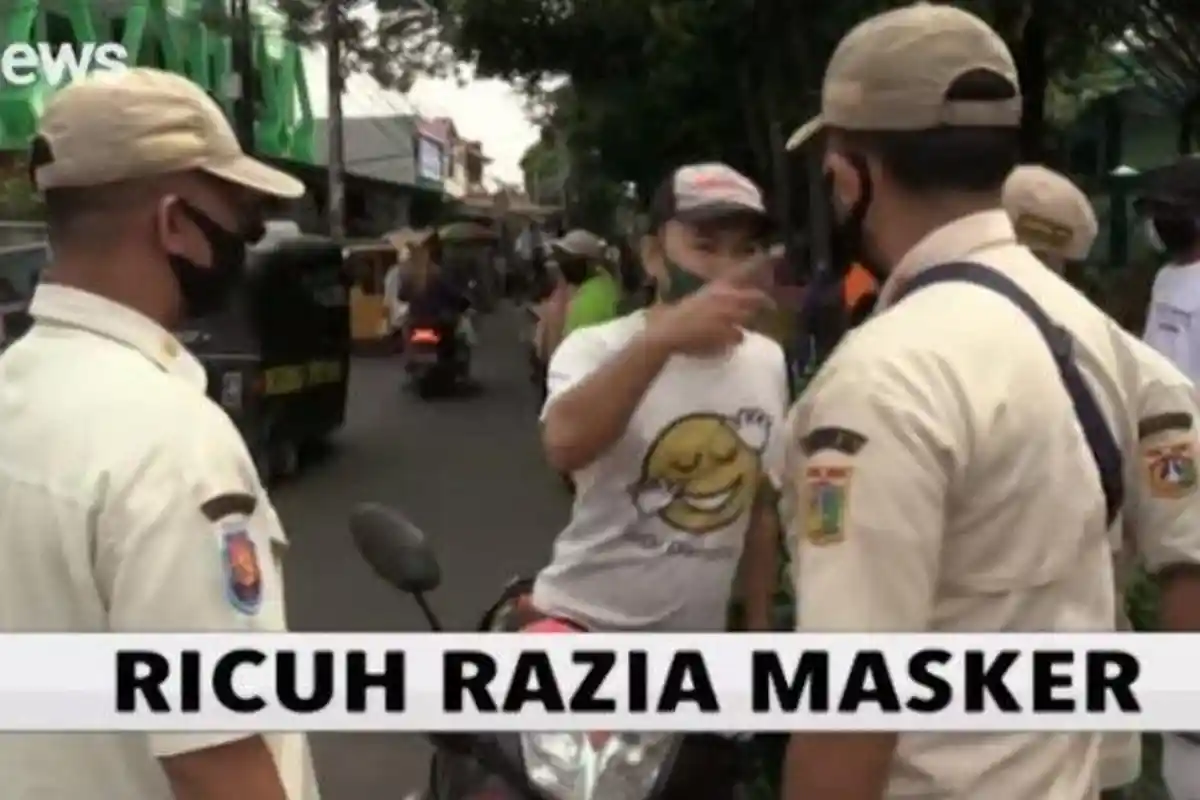 Pria Ini Ngamuk dan Bentak Petugas: Jaga Jarak Pak, Istri Terkena Razia PSBB karena Tak Pakai Masker