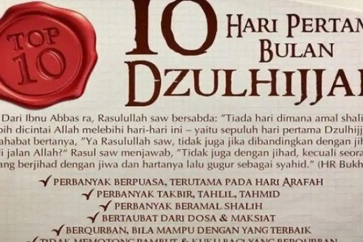 Amalan yang Dapat Dilakukan di 10 Hari Pertama Bulan Dzulhijjah 1444 H